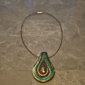 Elegant Glass Multicolor Pendant Necklace
